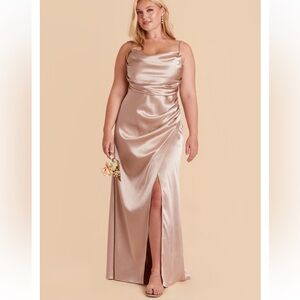 Birdy Grey Lydia Shiny‎ Satin Taupe Bridesmaid Dress Size Large